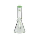 MAV Glass 10" Color Top Beaker Bong in Slime, Front View with Clear Downstem