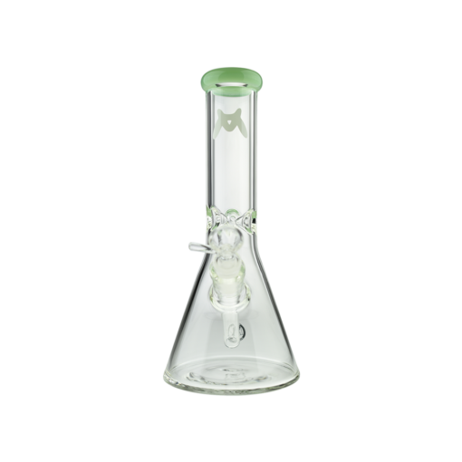 MAV Glass 10" Color Top Beaker Bong in Slime, Front View with Clear Downstem