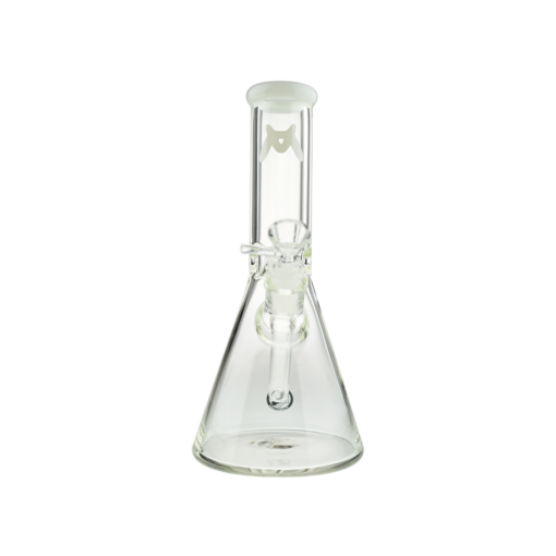 MAV Glass 10" White Color Top Beaker Bong with Clear Glass and Removable Downstem