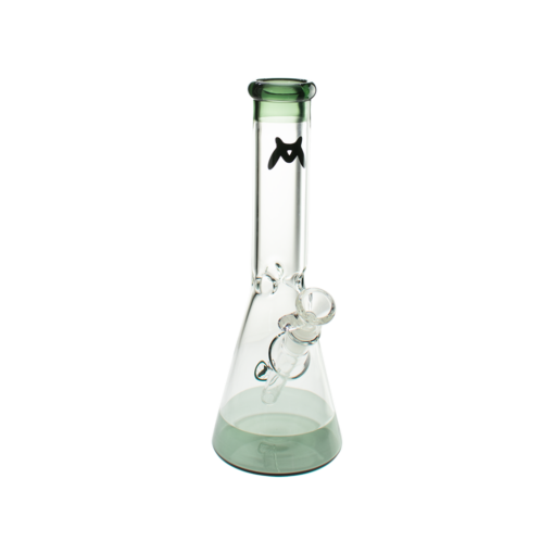 MAV Glass 12" Accent Color Beaker Bong in Black with Clear Glass Downstem, Front View