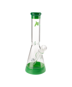 MAV Glass 12" Beaker Bong with Forest Green Accents and 5mm Thickness, Front View