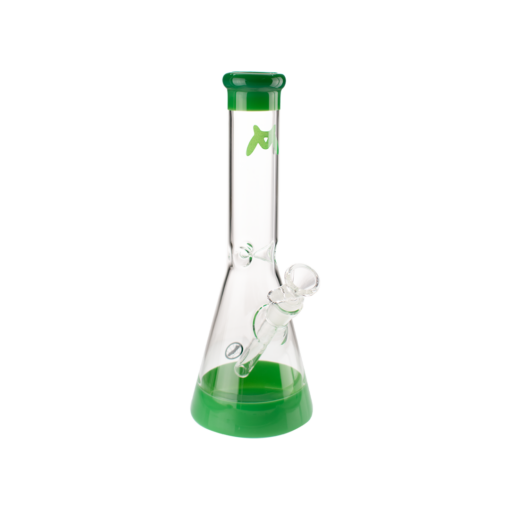 MAV Glass 12" Beaker Bong with Forest Green Accents and 5mm Thickness, Front View