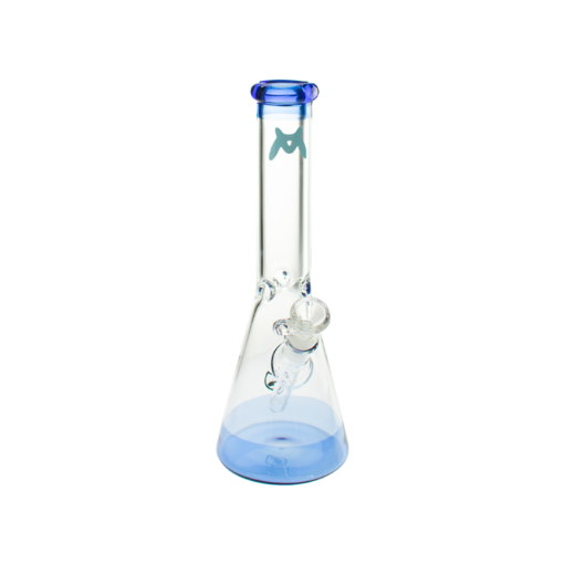 MAV Glass 12" Ink Blue Beaker Bong with 5mm thickness and 44mm diameter, front view on white background