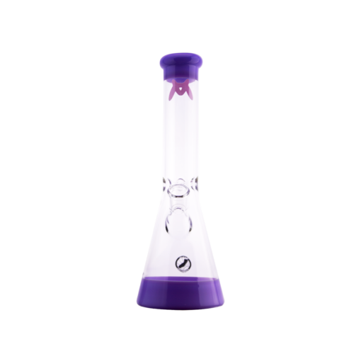 MAV Glass 12" Accent Color Beaker Bong in Purple with Clear Glass and 5mm Thickness
