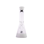 MAV Glass 12" White Accent Beaker Bong with Clear Downstem, Front View on Seamless White