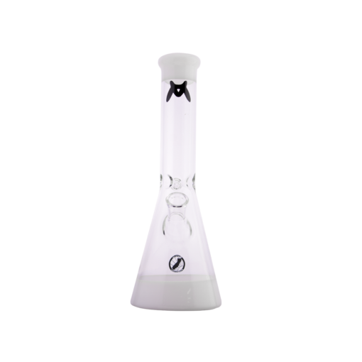 MAV Glass 12" White Accent Beaker Bong with Clear Downstem, Front View on Seamless White