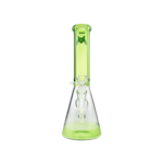 MAV Glass 12" Full Color Beaker Bong in Ooze, 5mm Thick with Deep Bowl - Front View