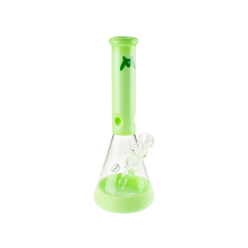 MAV Glass 12" Full Color Beaker Bong in Slime Green with 5mm Thickness and 14mm Bowl - Front View