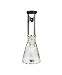 MAV Glass 12" Classic Beaker Bong with Black Accents and 9mm Thickness, Front View