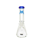 MAV Glass 12" Classic Beaker Bong with Blue Accents and 9mm Thick Glass, Front View