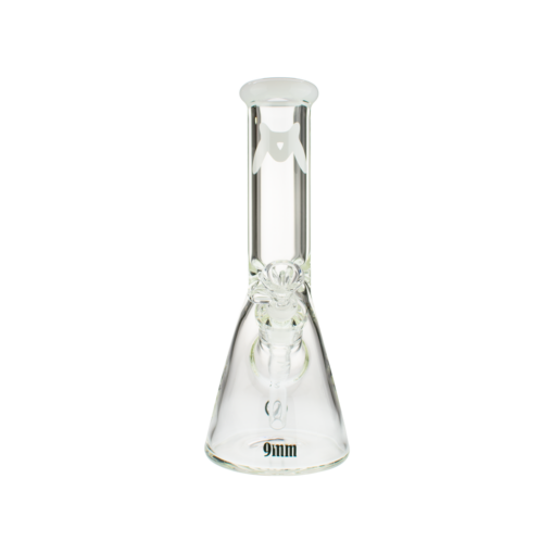 MAV Glass 12" Classic Beaker Bong with White Color Accent and Heavy Wall Design