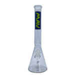 MAV Glass 18" Classic Beaker Bong in Blue with Clear Glass and Mav Slab Logo - Front View