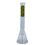 MAV Glass 18" Classic Beaker Bong in Green with Clear Glass and MAV Logo - Front View