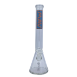 MAV Glass 18" Classic Beaker Bong in Pink with Clear Glass and MAV Logo - Front View