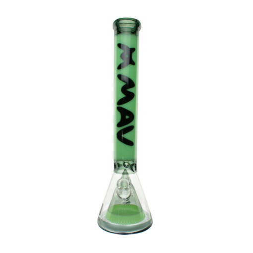 MAV Glass 18" Manhattan Pyramid Beaker in Black and Seafoam, Front View on White Background