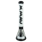 MAV Glass 18" Manhattan Pyramid Beaker in Black and White, Front View, 50mm Diameter