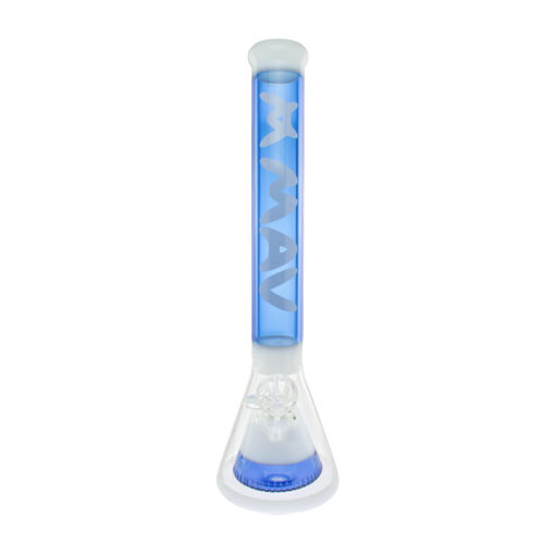 MAV Glass 18" Manhattan Pyramid Beaker in Blue, Front View on White Background