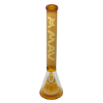 MAV Glass 18" Manhattan Pyramid Beaker in Gold Variant, Front View, 50mm Diameter