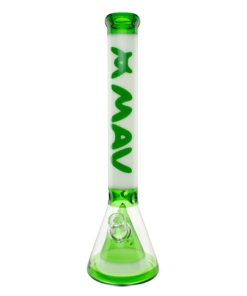 MAV Glass 18" Manhattan Pyramid Beaker in Green, Front View, 50mm Diameter, 5mm Thick