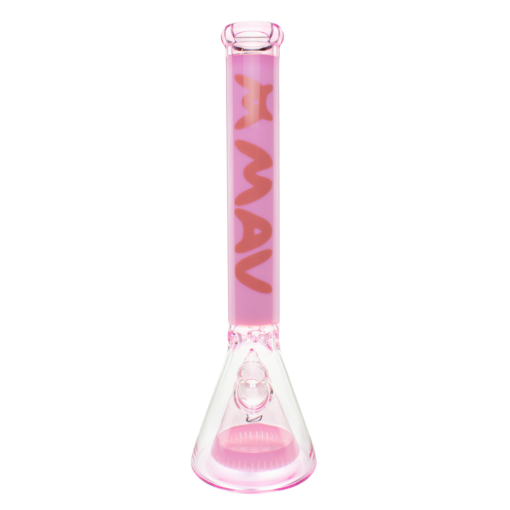 MAV Glass 18" Manhattan Pyramid Beaker in Pink, Front View on White Background