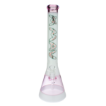 MAV Glass 18" Pink Cherry Blossom 2 Tone Beaker Bong, Front View on White Background