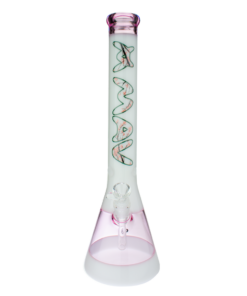 MAV Glass 18" Pink Cherry Blossom 2 Tone Beaker Bong, Front View on White Background