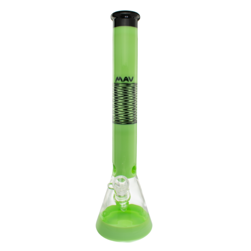 MAV Glass 18" Wig Wag Reversal Beaker Bong in Black and Slime with 50mm Diameter