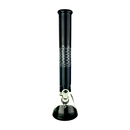 MAV Glass 18" Wig Wag Reversal Beaker Bong in Black and White with 50mm Diameter
