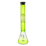 MAV Glass 18" Wig Wag Reversal Beaker Bong in Ooze and Black, 50mm Diameter, Front View
