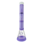 MAV Glass 18" Wig Wag Reversal Beaker in Purple and White, Front View on Seamless White Background