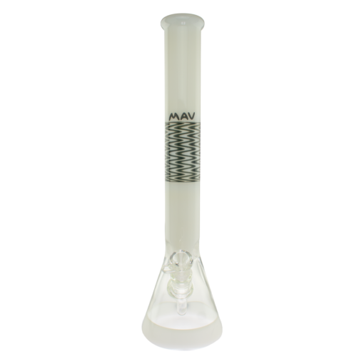 MAV Glass 18" Wig Wag Reversal Beaker Bong in 2 Tone White and Black, Front View