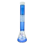 MAV Glass 18" Wig Wag Reversal Beaker Bong in White and Ink Blue with 50mm Diameter