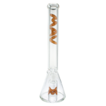 MAV Glass 18" Woodgrain Beaker Bong with Ash Catcher, front view on white background