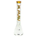 MAV Glass 18" Bamboo Gold Beaker Bong with 9mm thick glass, front view on white background