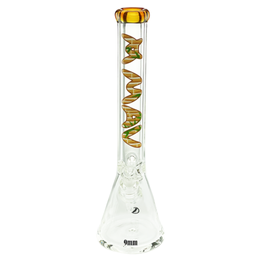 MAV Glass 18" Bamboo Gold Beaker Bong with 9mm thick glass, front view on white background