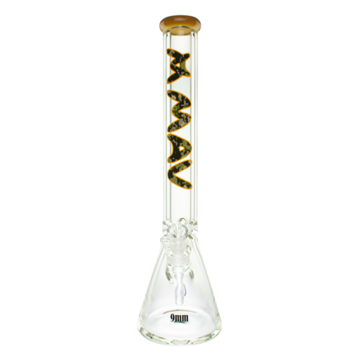 MAV Glass 18" Digi Camo Slab Beaker Bong, 9mm Thick Heavy Wall, Front View on White
