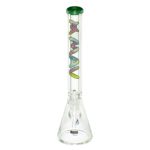 MAV Glass 18" Forest Tie Dye Beaker Bong with thick 9mm glass and deep bowl, front view on white background