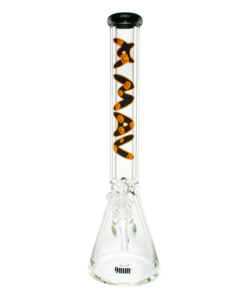 MAV Glass 18" Halloween Special Beaker Bong with Black Top and Pumpkin Design, 9mm Thick
