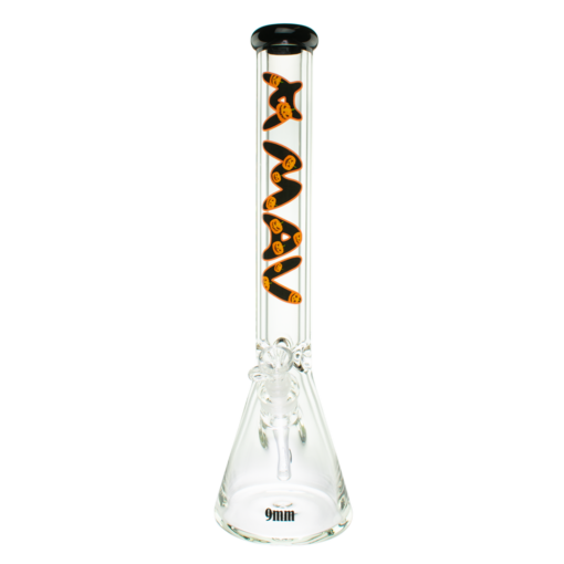 MAV Glass 18" Halloween Special Beaker Bong with Black Top and Pumpkin Design, 9mm Thick