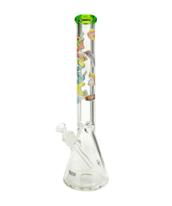 MAV Glass 18" Munchies Ooze Beaker Bong with thick glass and clear design, front view on white background