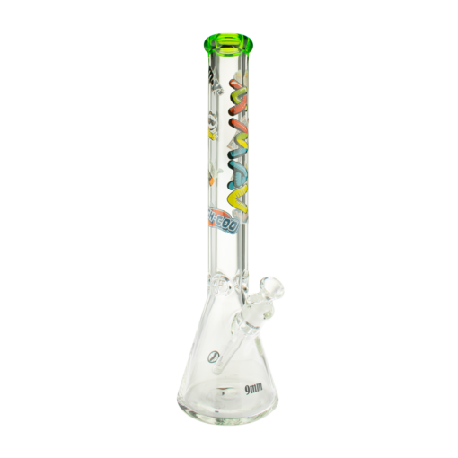 MAV Glass 18" Munchies Ooze Beaker Bong with thick glass and colorful accents, front view