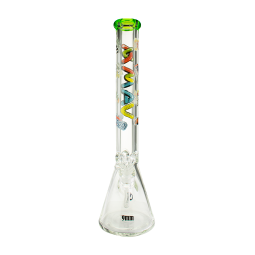 MAV Glass 18" Munchies Ooze Beaker Bong with 9mm thick glass, clear design, front view
