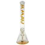 MAV Glass 18" Yellow Mandala Beaker Bong with 9mm Thick Glass, Front View