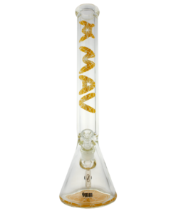 MAV Glass 18" Yellow Mandala Beaker Bong with 9mm Thick Glass, Front View