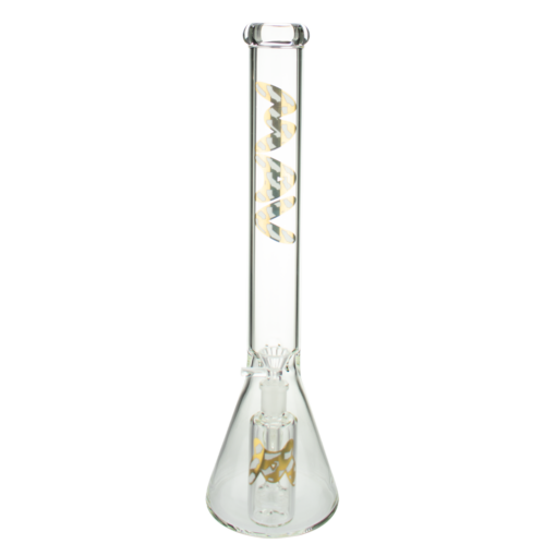 MAV Glass 5mm Beaker Bong with Ashcatcher in Cali State Gold, front view on white background