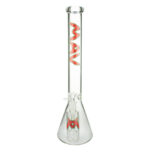 MAV Glass 18" Beaker Bong with Ashcatcher in Strawberry, Front View on White Background