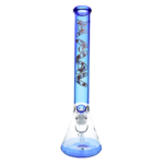 MAV Glass Ink Blue Koi 18" Beaker Bong with Koi Fish Design - Front View