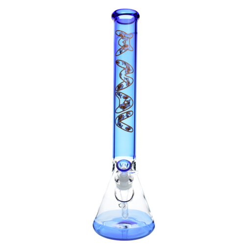 MAV Glass Ink Blue Koi 18" Beaker Bong with Koi Fish Design - Front View