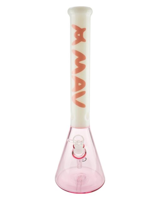 MAV Glass - 18" Color Float Sleeve Beaker Bong in White, Front View on Seamless Background