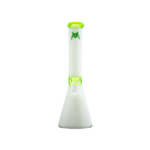 MAV Glass Mini Zebra Beaker in Ooze and White, 13.5" Tall, 14mm Joint - Front View